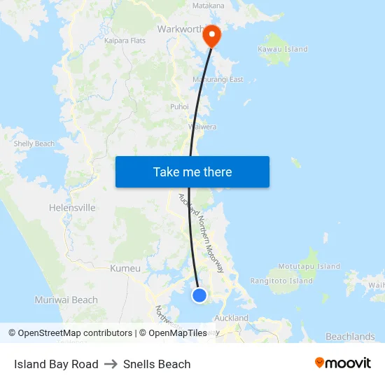 Island Bay Road to Snells Beach map