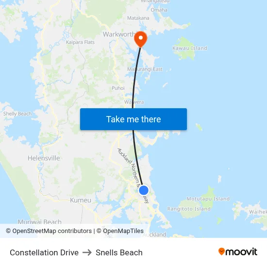 Constellation Drive to Snells Beach map