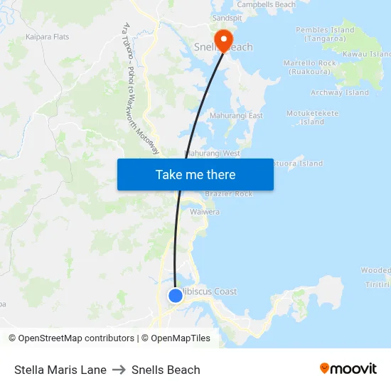 Stella Maris Lane to Snells Beach map