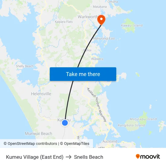 Kumeu Village (East End) to Snells Beach map