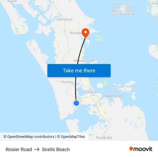 Rosier Road to Snells Beach map