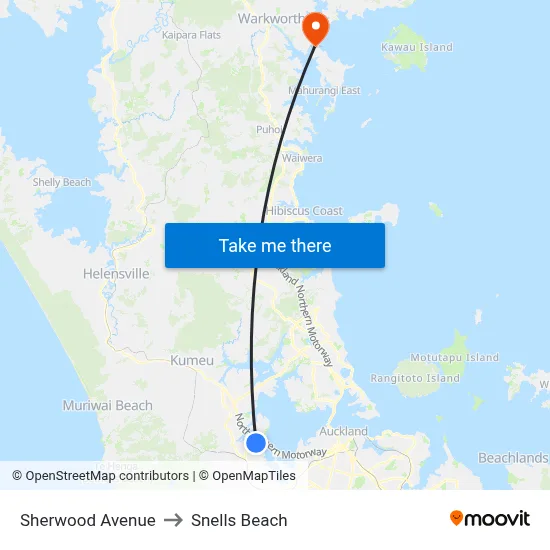 Sherwood Avenue to Snells Beach map