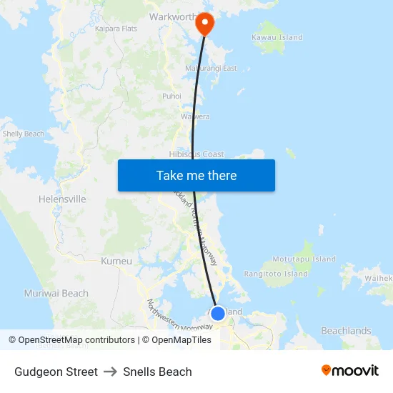 Gudgeon Street to Snells Beach map