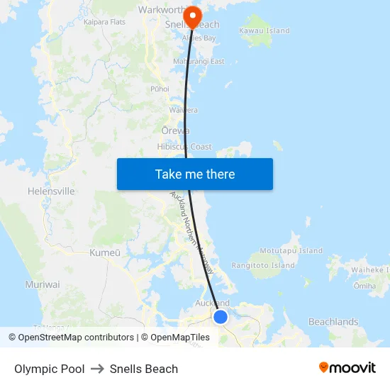 Olympic Pool to Snells Beach map