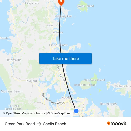 Green Park Road to Snells Beach map