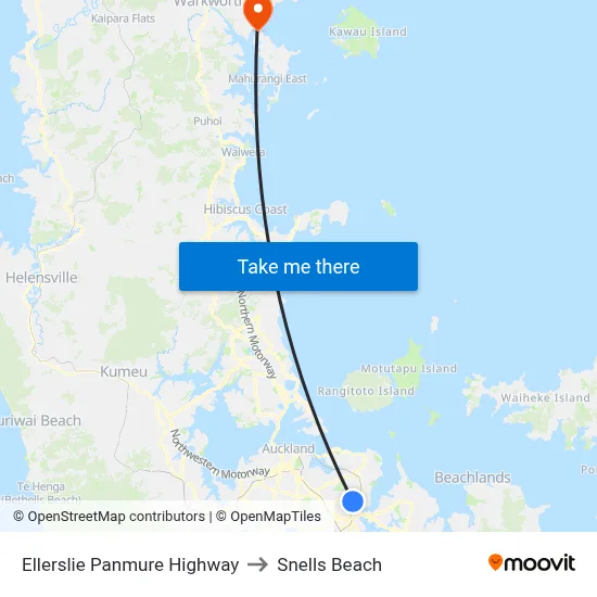Ellerslie Panmure Highway to Snells Beach map