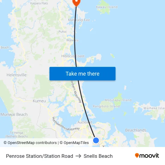 Penrose Station/Station Road to Snells Beach map