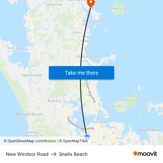 New Windsor Road to Snells Beach map