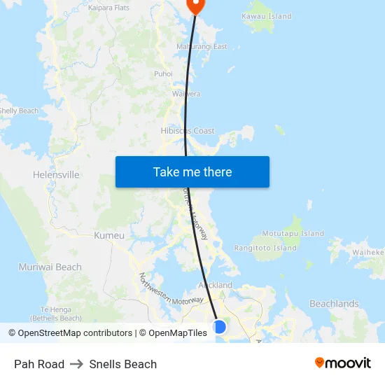 Pah Road to Snells Beach map