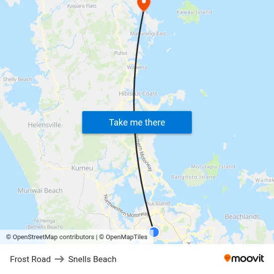 Frost Road to Snells Beach map