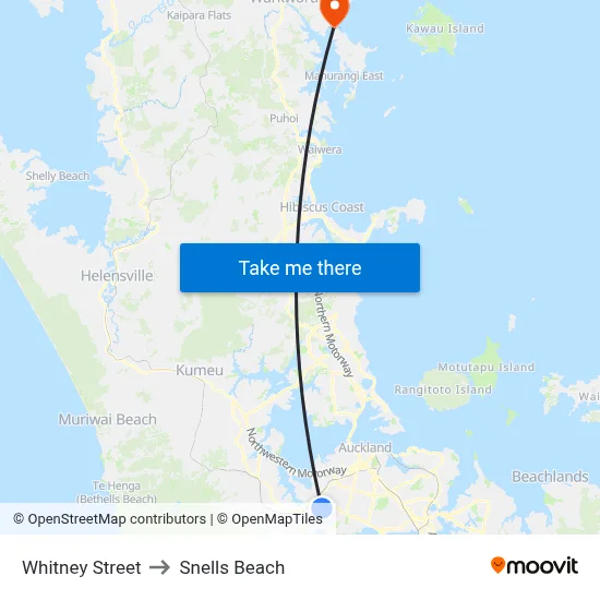 Whitney Street to Snells Beach map