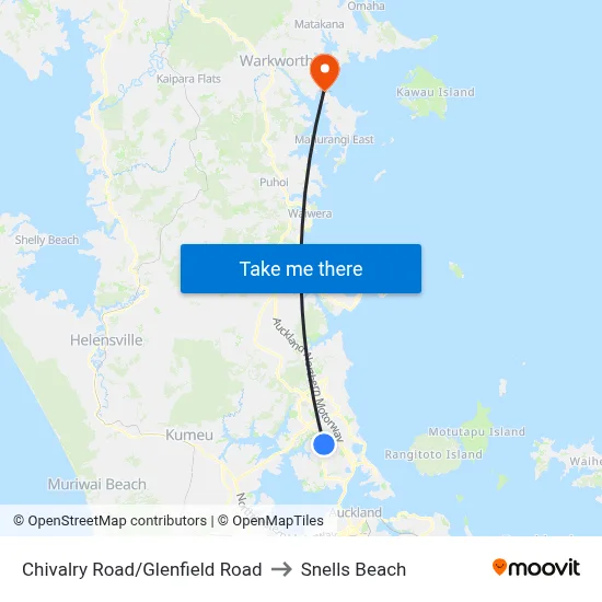 Chivalry Road/Glenfield Road to Snells Beach map