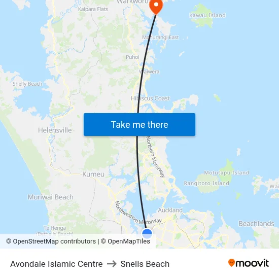 Avondale Islamic Centre to Snells Beach map