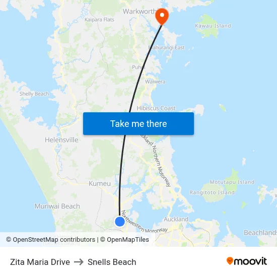 Zita Maria Drive to Snells Beach map