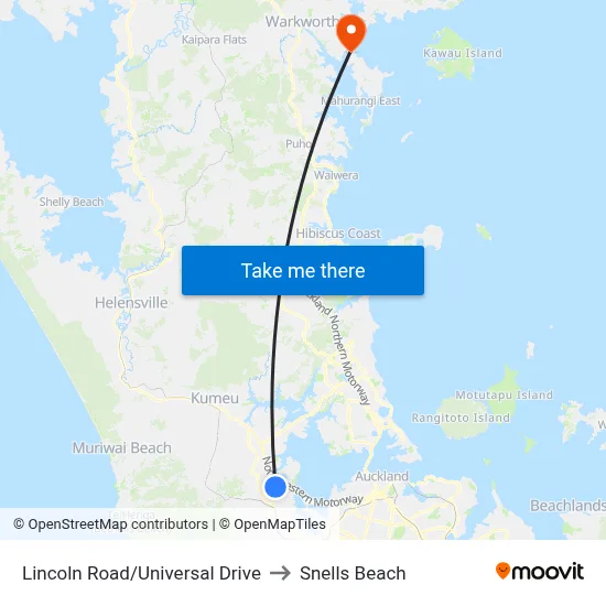 Lincoln Road/Universal Drive to Snells Beach map