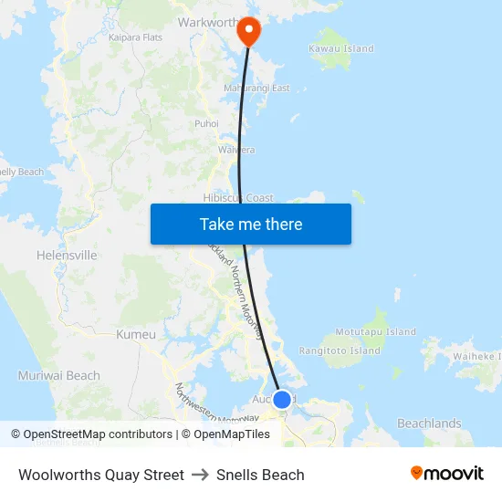 Woolworths Quay Street to Snells Beach map