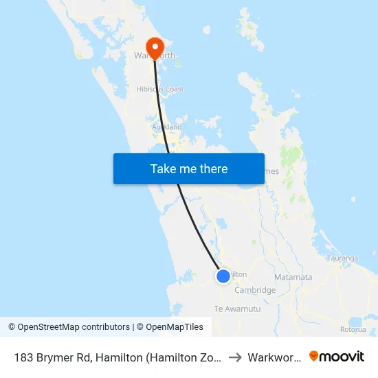 183 Brymer Rd, Hamilton (Hamilton Zoo) to Warkworth map