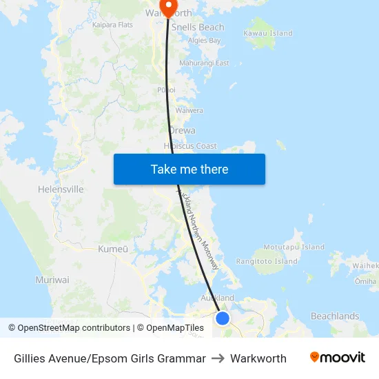 Gillies Avenue/Epsom Girls Grammar to Warkworth map