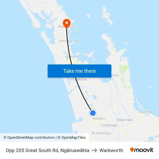 Opp 205 Great South Rd, Ngāruawāhia to Warkworth map