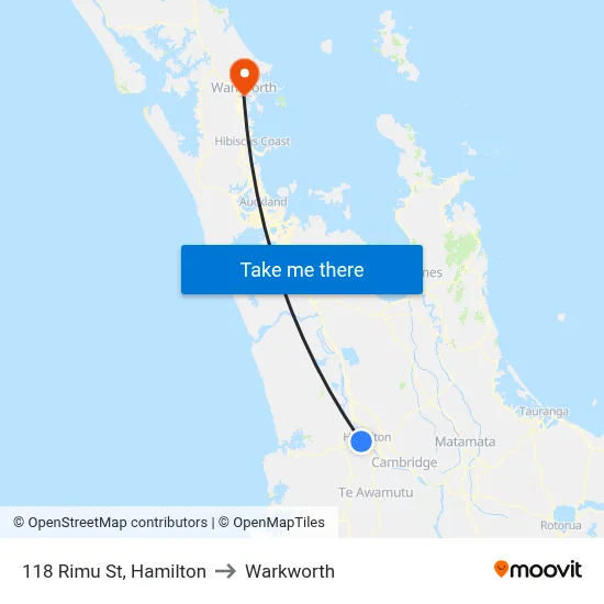118 Rimu St, Hamilton to Warkworth map