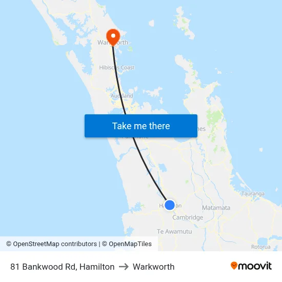 81 Bankwood Rd, Hamilton to Warkworth map