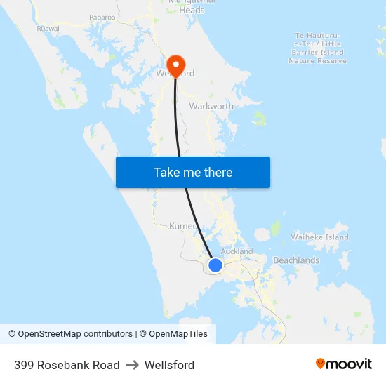 399 Rosebank Road to Wellsford map