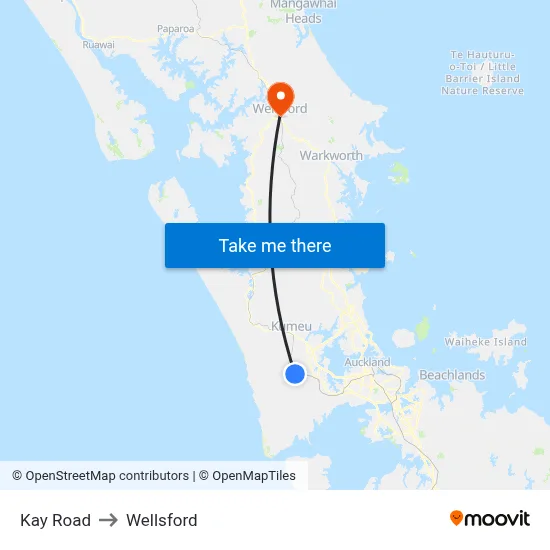 Kay Road to Wellsford map