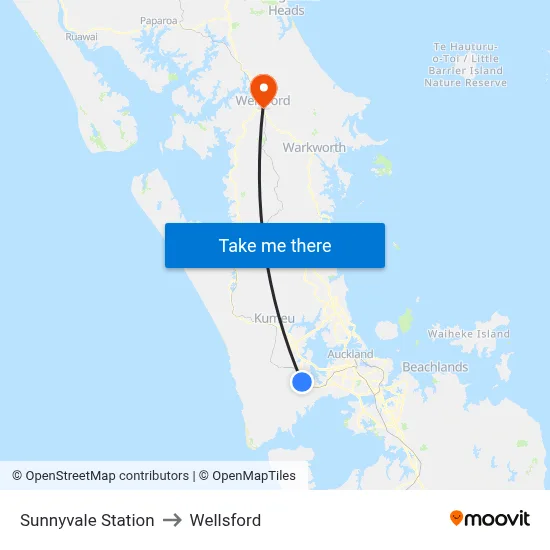 Sunnyvale Station to Wellsford map