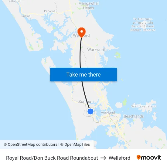 Royal Road/Don Buck Road Roundabout to Wellsford map