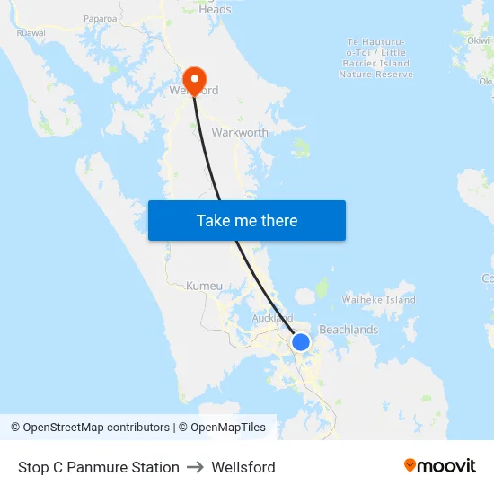 Stop C Panmure Station to Wellsford map