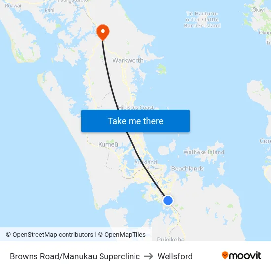 Browns Road/Manukau Superclinic to Wellsford map