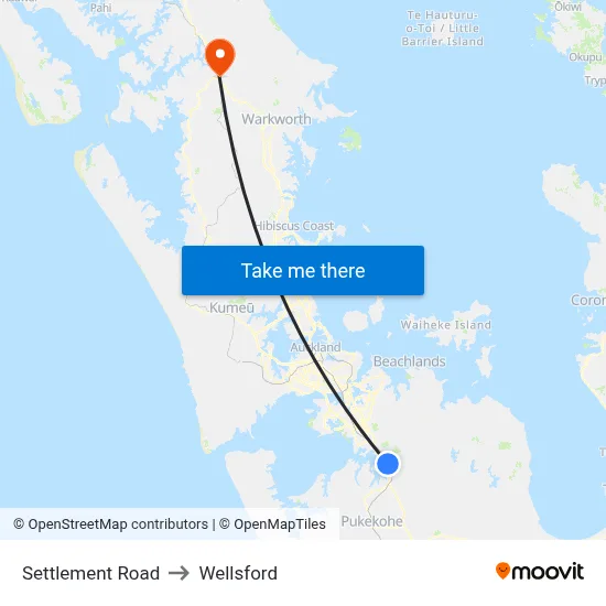 Settlement Road to Wellsford map