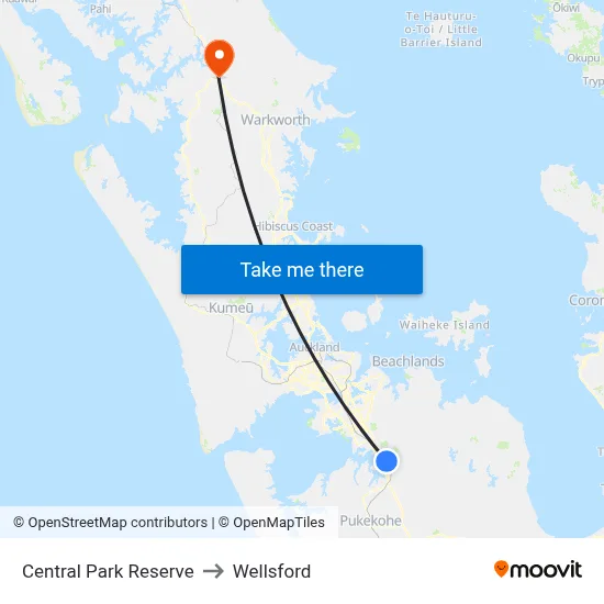 Central Park Reserve to Wellsford map