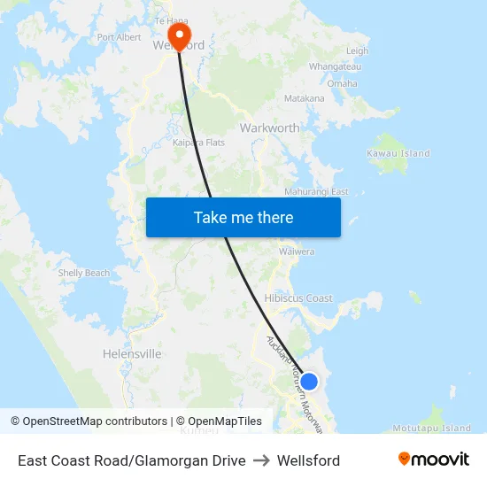 East Coast Road/Glamorgan Drive to Wellsford map