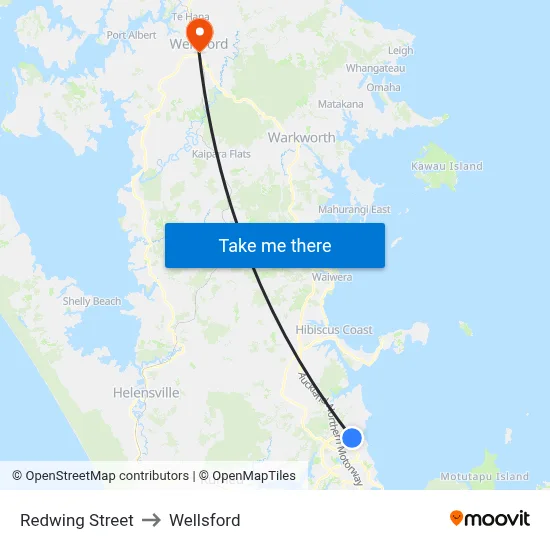Redwing Street to Wellsford map