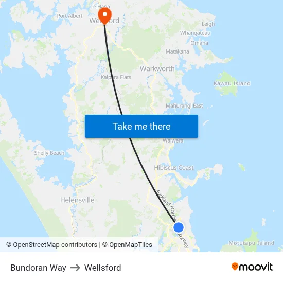 Bundoran Way to Wellsford map