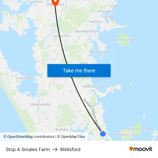 Stop A Smales Farm to Wellsford map