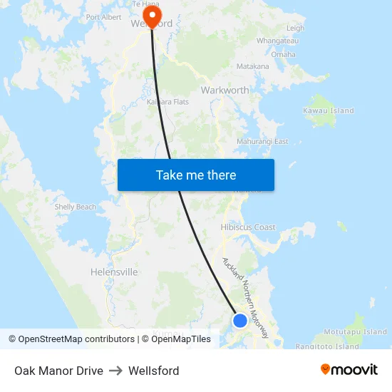 Oak Manor Drive to Wellsford map