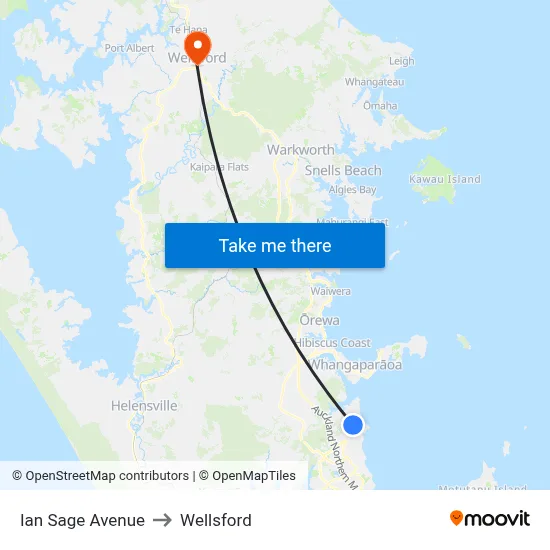 Ian Sage Avenue to Wellsford map
