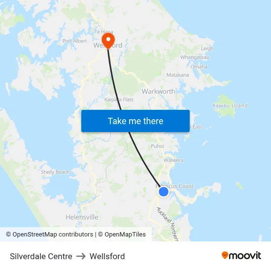 Silverdale Centre to Wellsford map