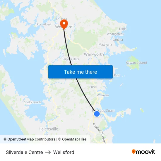 Silverdale Centre to Wellsford map