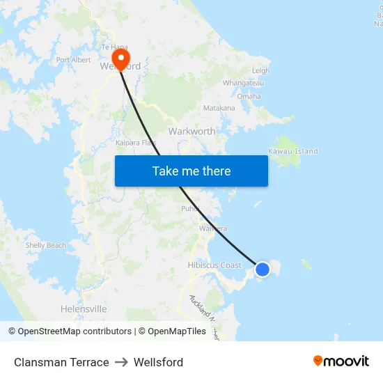 Clansman Terrace to Wellsford map