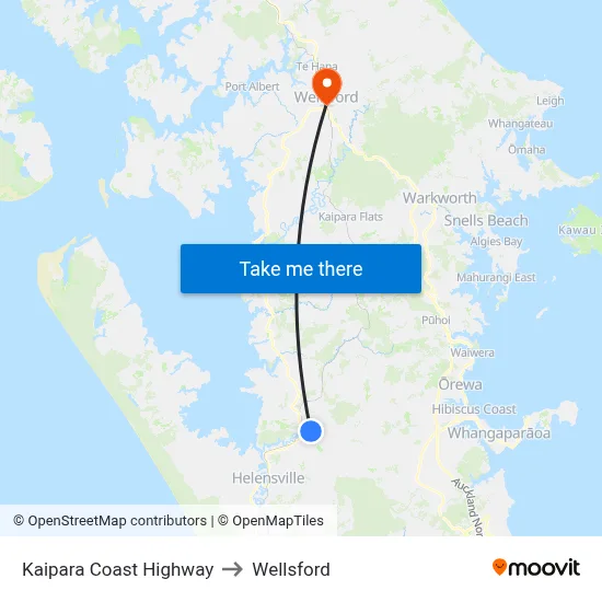 Kaipara Coast Highway to Wellsford map