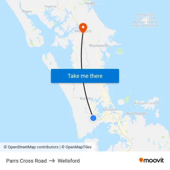 Parrs Cross Road to Wellsford map