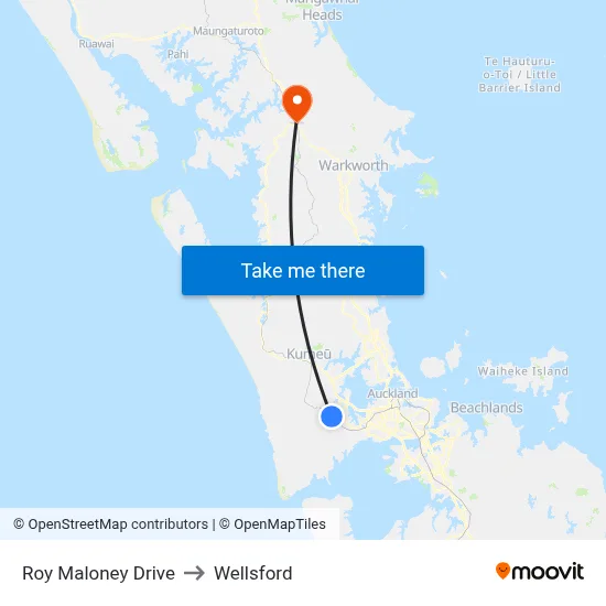Roy Maloney Drive to Wellsford map