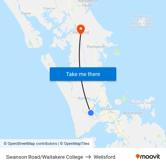 Swanson Road/Waitakere College to Wellsford map