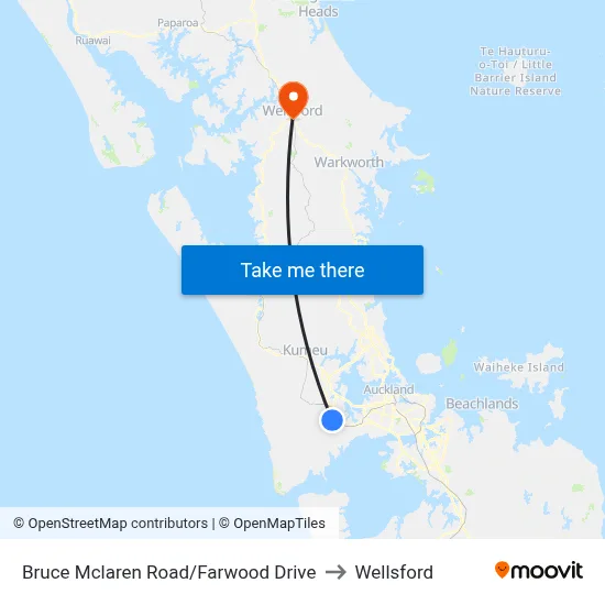 Bruce Mclaren Road/Farwood Drive to Wellsford map