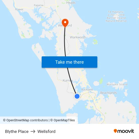 Blythe Place to Wellsford map