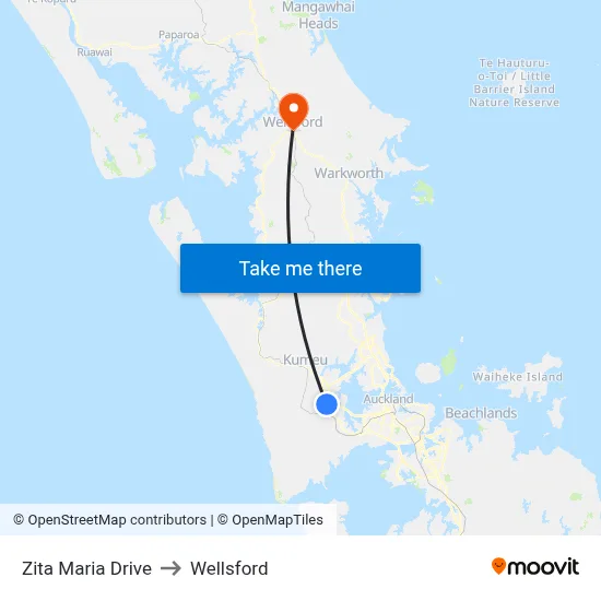 Zita Maria Drive to Wellsford map