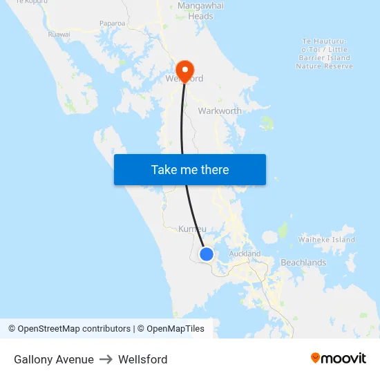 Gallony Avenue to Wellsford map